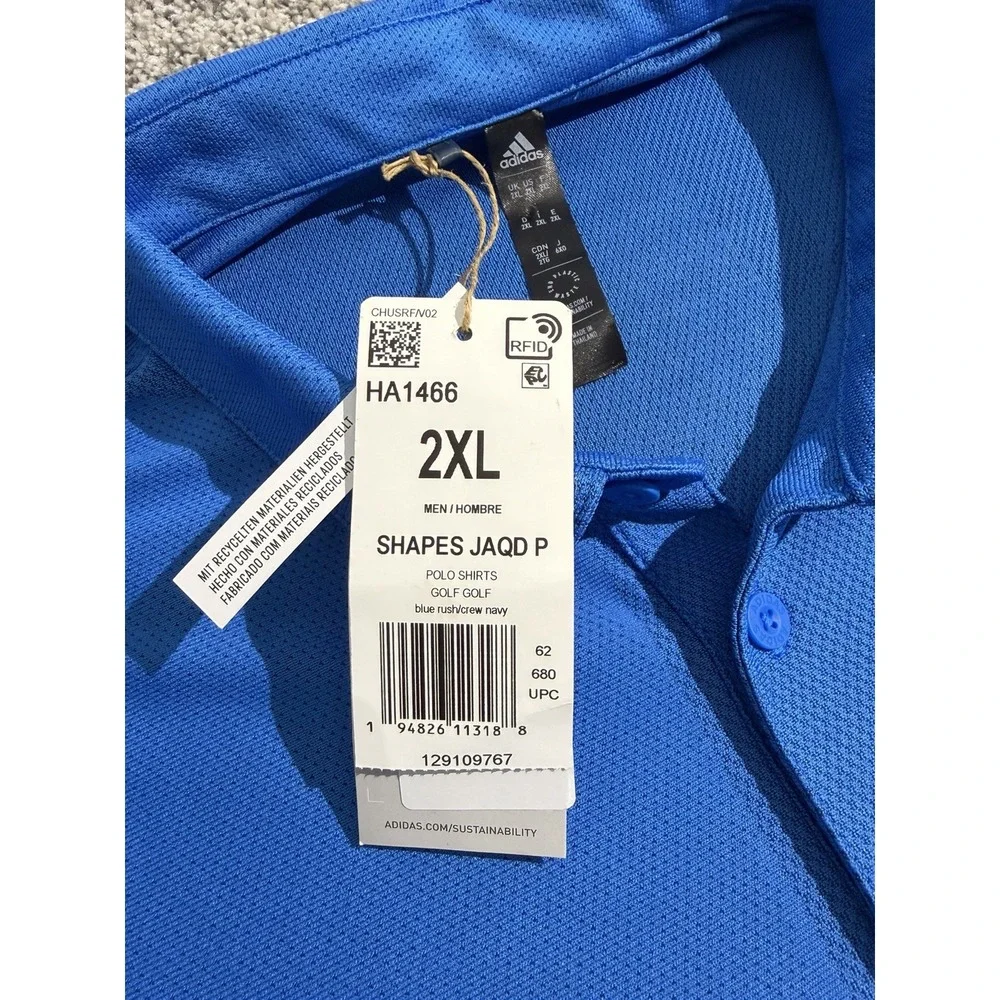 (2) Men's 2XL‎ XXL Golf Polo Adidas Callaway NWT - EUC BLUE Opti-Dri